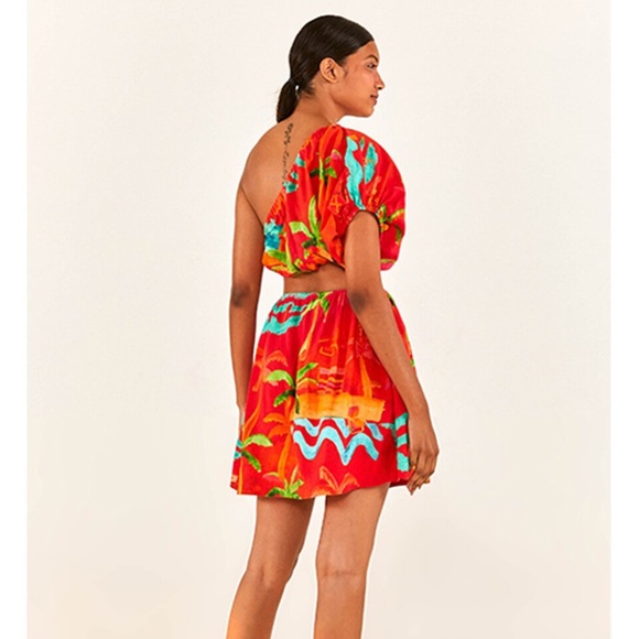 Farm Rio Panama mini linen dress with cutouts size XL - Picture 2 of 5